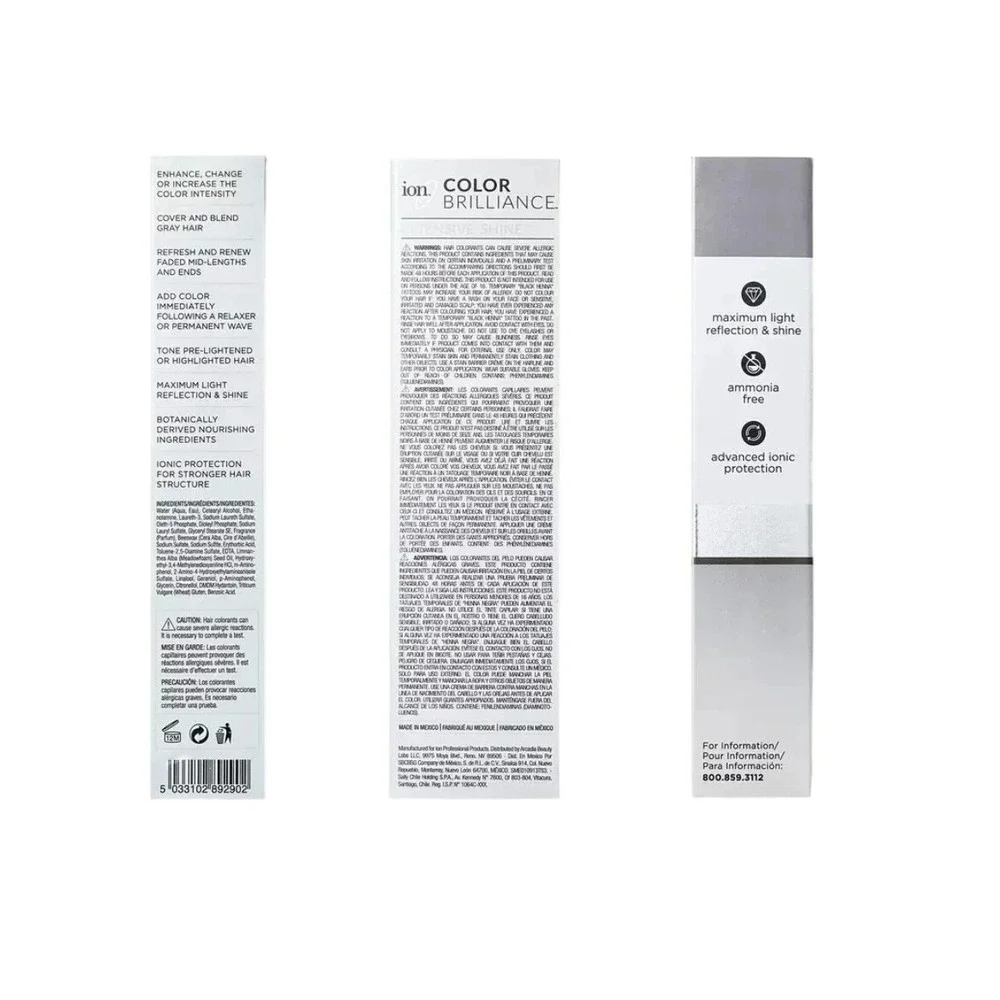 Ion Color‎ Brilliance Demi Permanent Hair Color Light Graphite 8NAV 2.05oz NEW